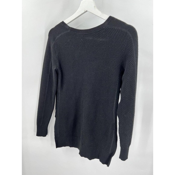 ATHLETA Womens XXS Thermal Honeycomb Pullover Sweater Merino Wool Blend In Black - Picture 5 of 8